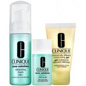 SET Clinique Anti Blemish Solutions 3-step System Cleasing (W) pianka do mycia twarzy 50ml + żel ocz