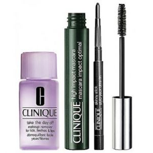 SET Clinique High Impact Mascara 01 Black 7ml + Skinny Stick Black + Take The Day Off Makeup Remover